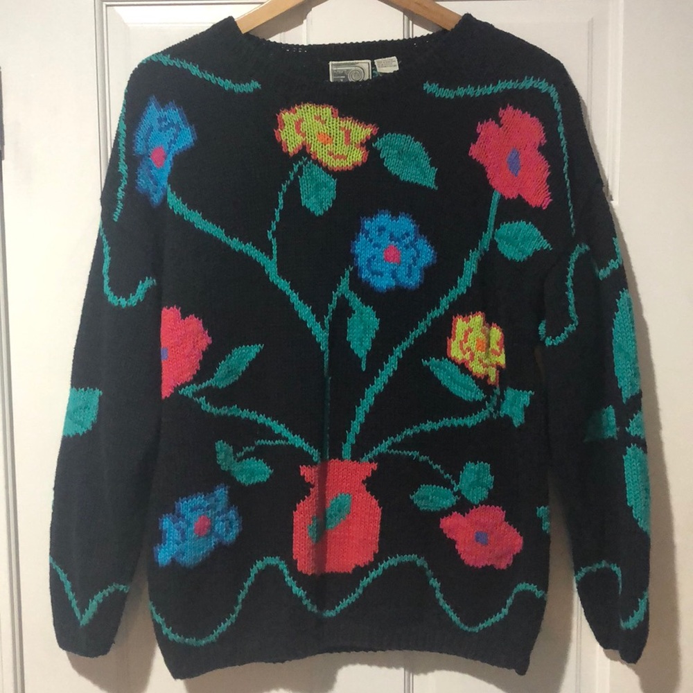 Black Floral Sweater